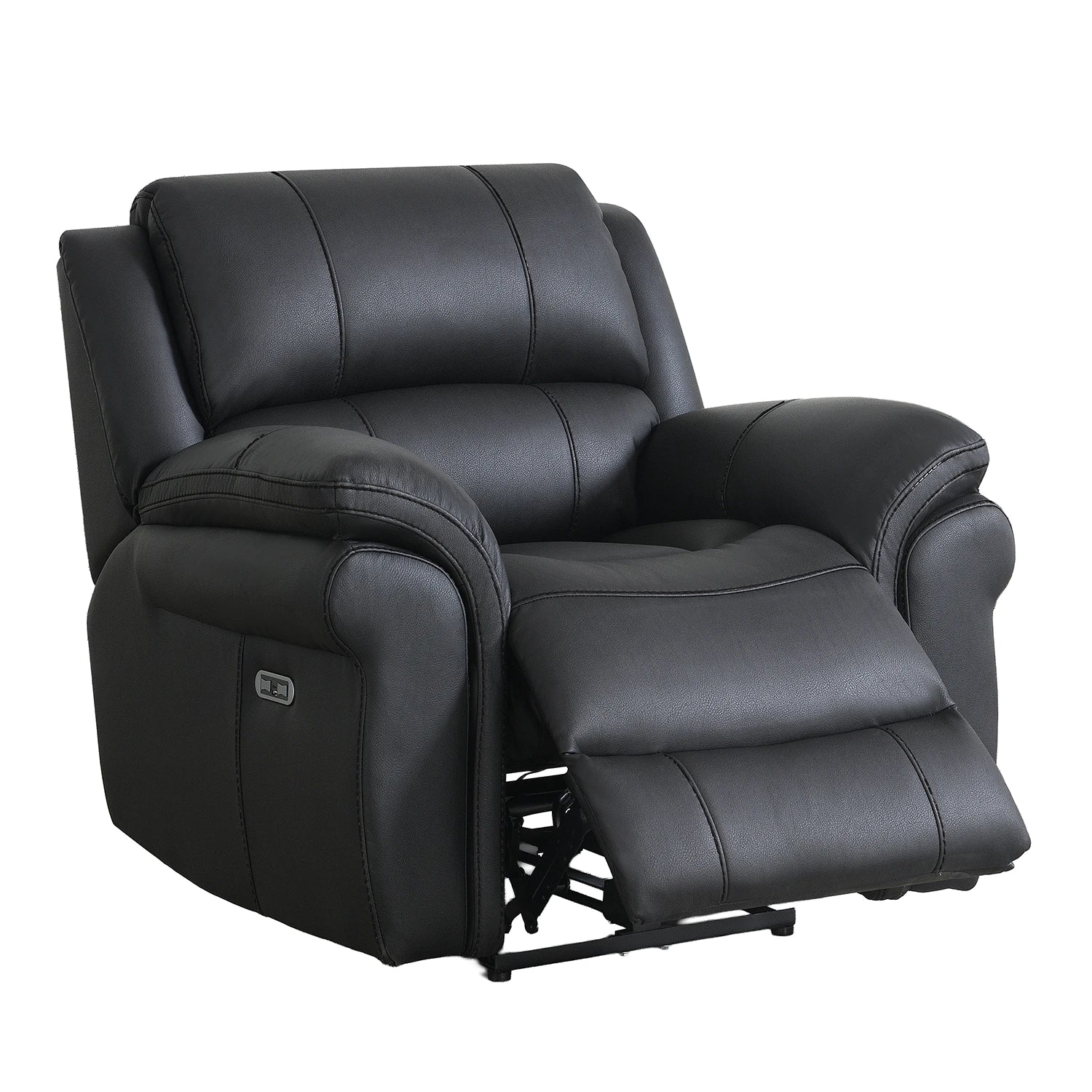 Flynn Electric Recliner Armchair with USB Charging with extended footrest, shown on a plain white background.