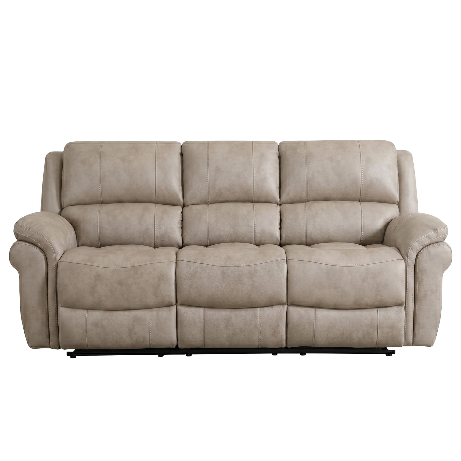 Flynn Power Recliner 3 Seater Sofa in Stone colour Premium Leather Look Fabric 