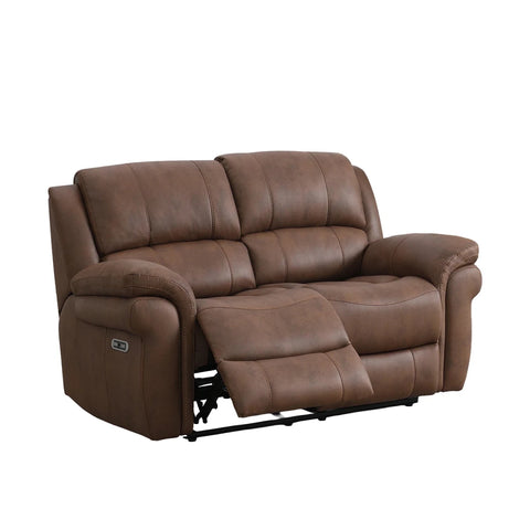 A brown leather look fabric reclining 2 Seater Sofa 