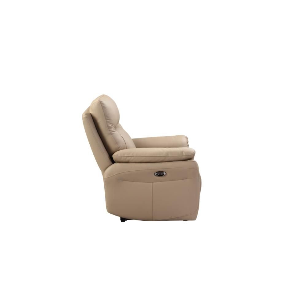 Foster Latte Leather Electric Reclining 3 Seater Sofa - Pendle Village Furniture
