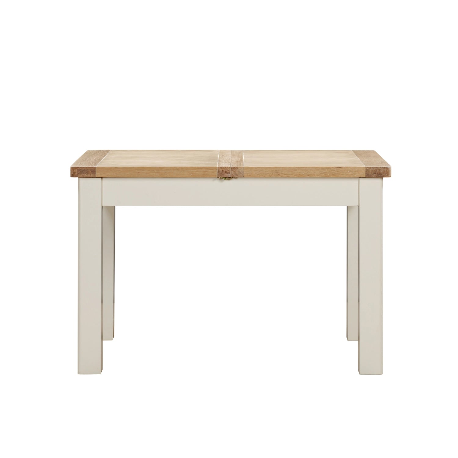 A Foxington Dining Table with a light natural wood top and off- white painted frame and legs, shown against a plain white background.