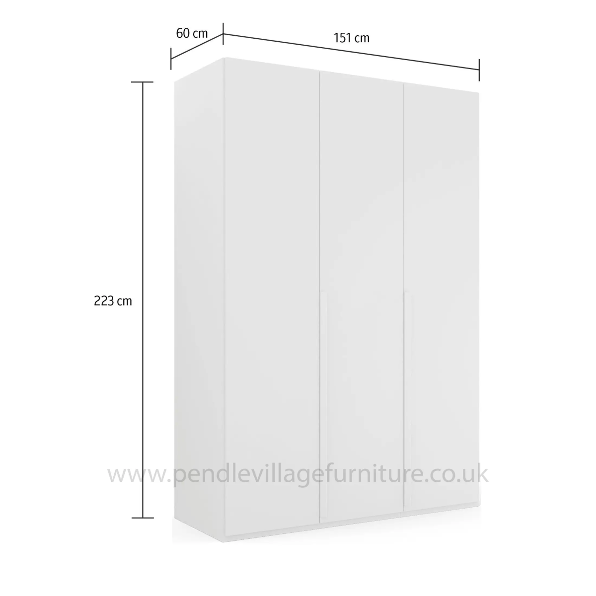 Frans 151cm Decor 3 Door Hinged Wardrobe - Pendle Village Furniture