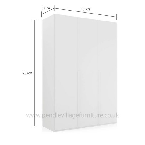Frans 151cm Decor 3 Door Hinged Wardrobe - Pendle Village Furniture
