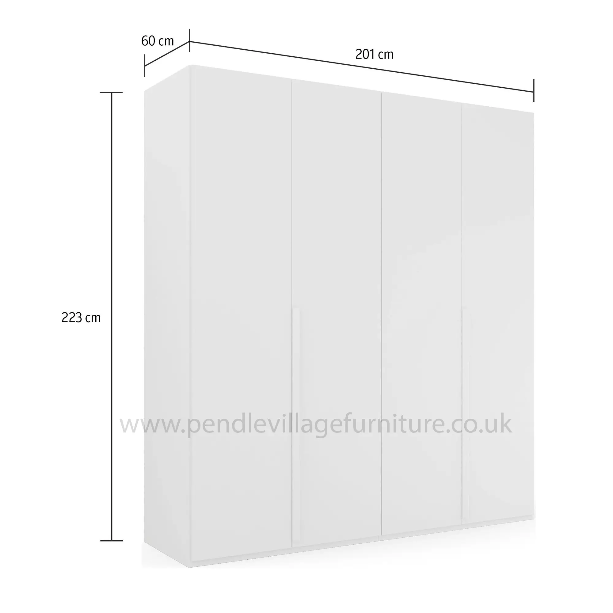 Rauch Frans Hinged Door Wardrobe with puristic design, revolving doors, spacious interior, premium quality, and soft-close mechanism. Customize your storage with 10-year warranty. Free assembly service included. - Dimensions