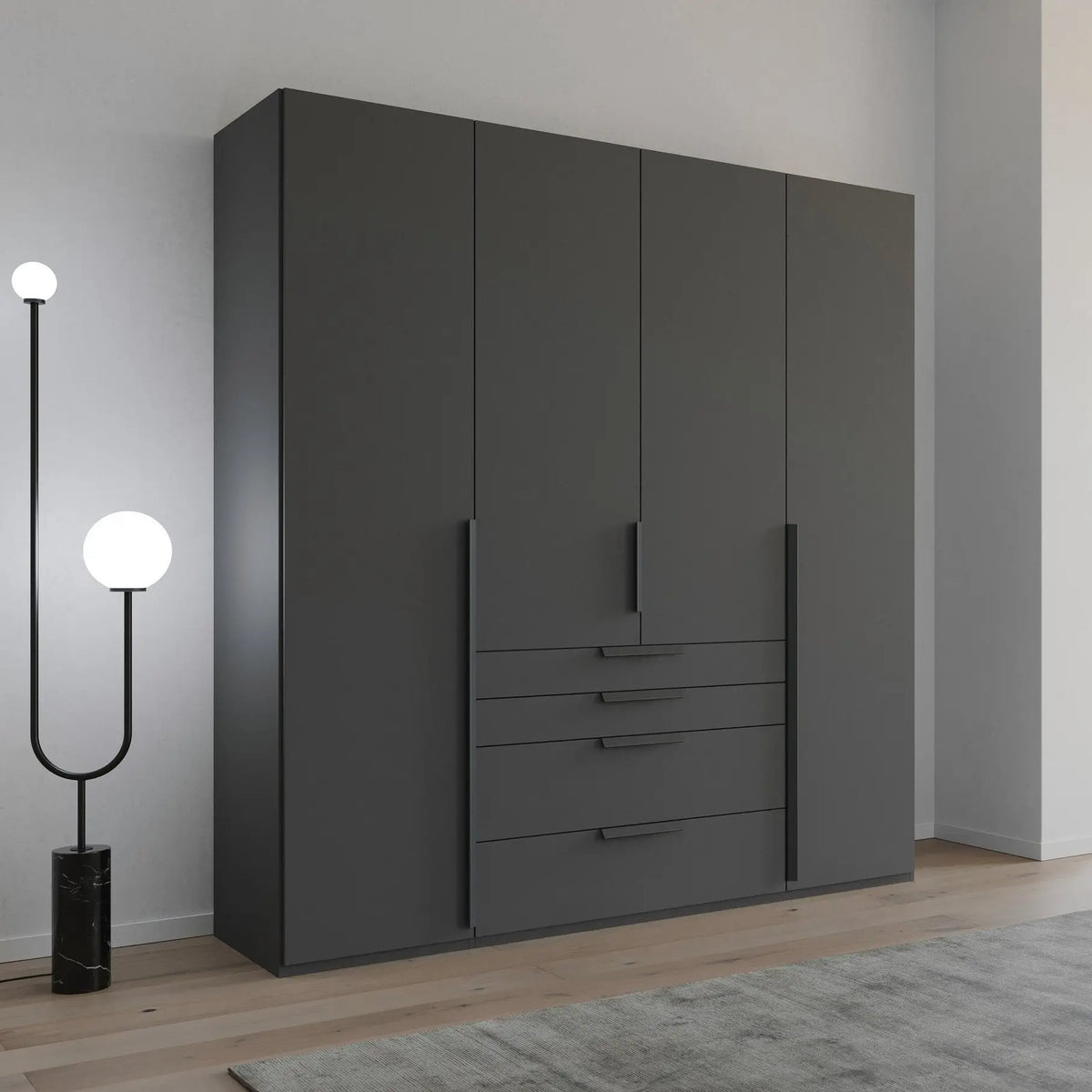 Frans 200cm Decor 4 Door Wardrobe with Drawers - Pendle Village Furniture