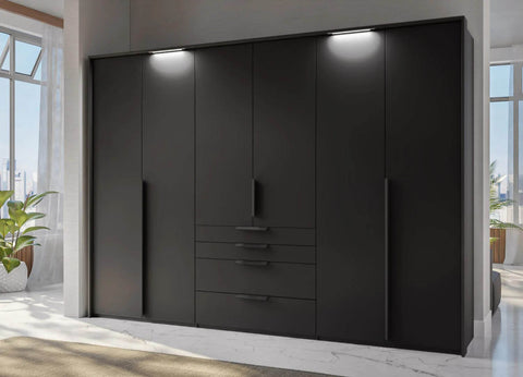 Rauch Frans Black Large 6 Door Wardrobe sale, 3m long 223cm height - 006