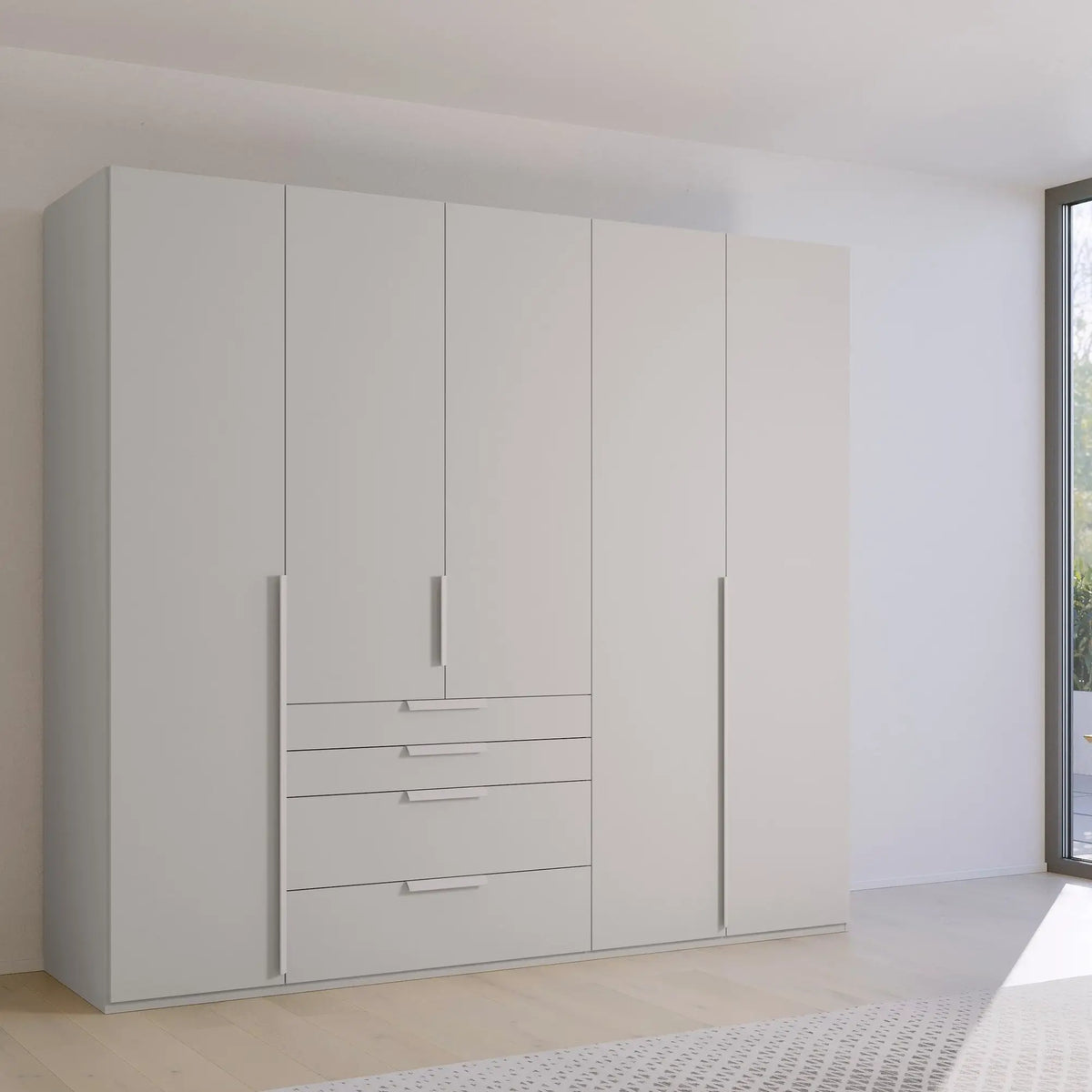 Frans 250cm Decor 5 Door Wardrobe With Drawers - Pendle Village Furniture
