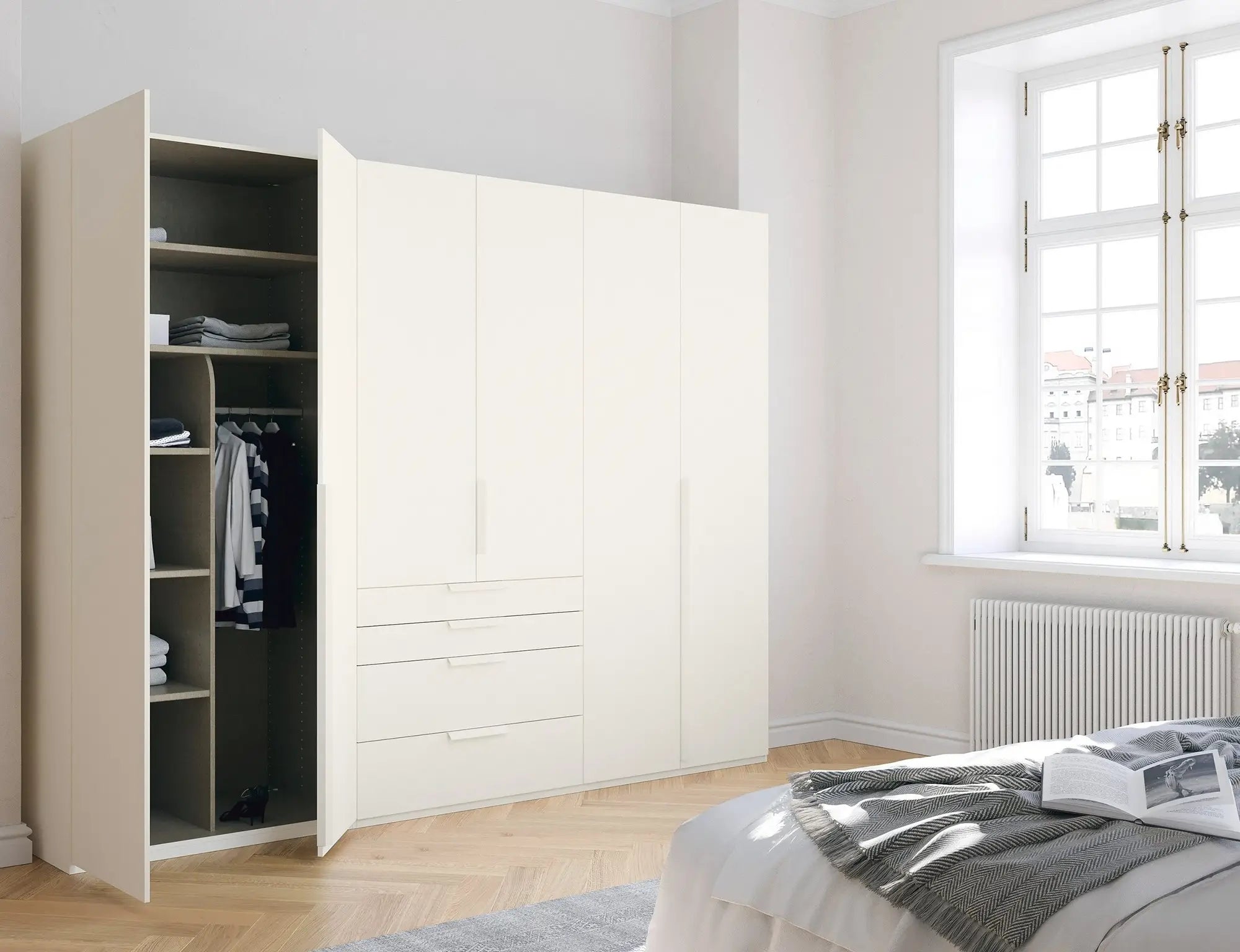 Frans 300cm Wardrobe with Drawers Large 6 Door Wardrobe Pendle