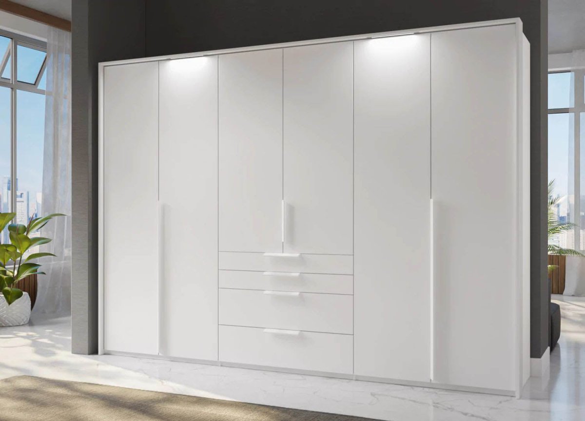 Frans 300cm Wardrobe with Drawers - Large 6 Door Wardrobe – Pendle
