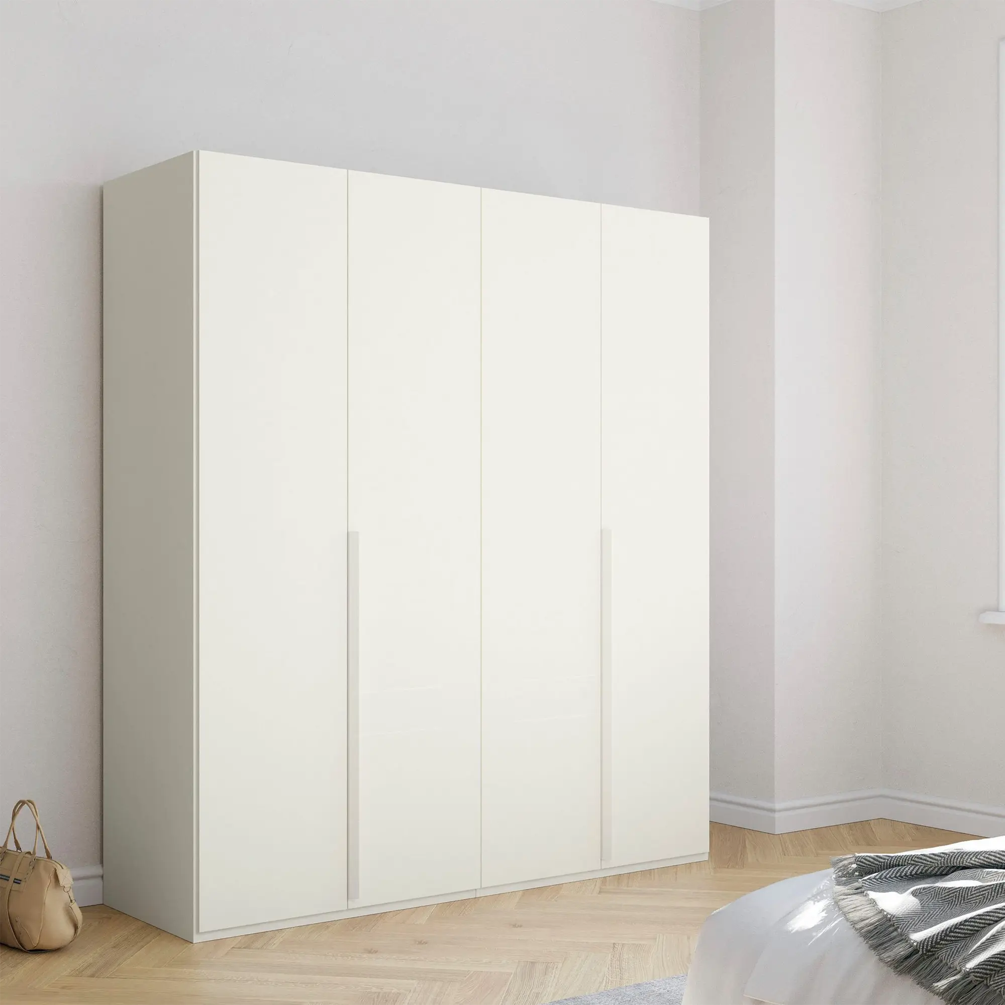 Rauch Frans Hinged Door Wardrobe with puristic design, revolving doors, spacious interior, premium quality, and soft-close mechanism. Customize your storage with 10-year warranty. Free assembly service included. - White Colour Lifestyle