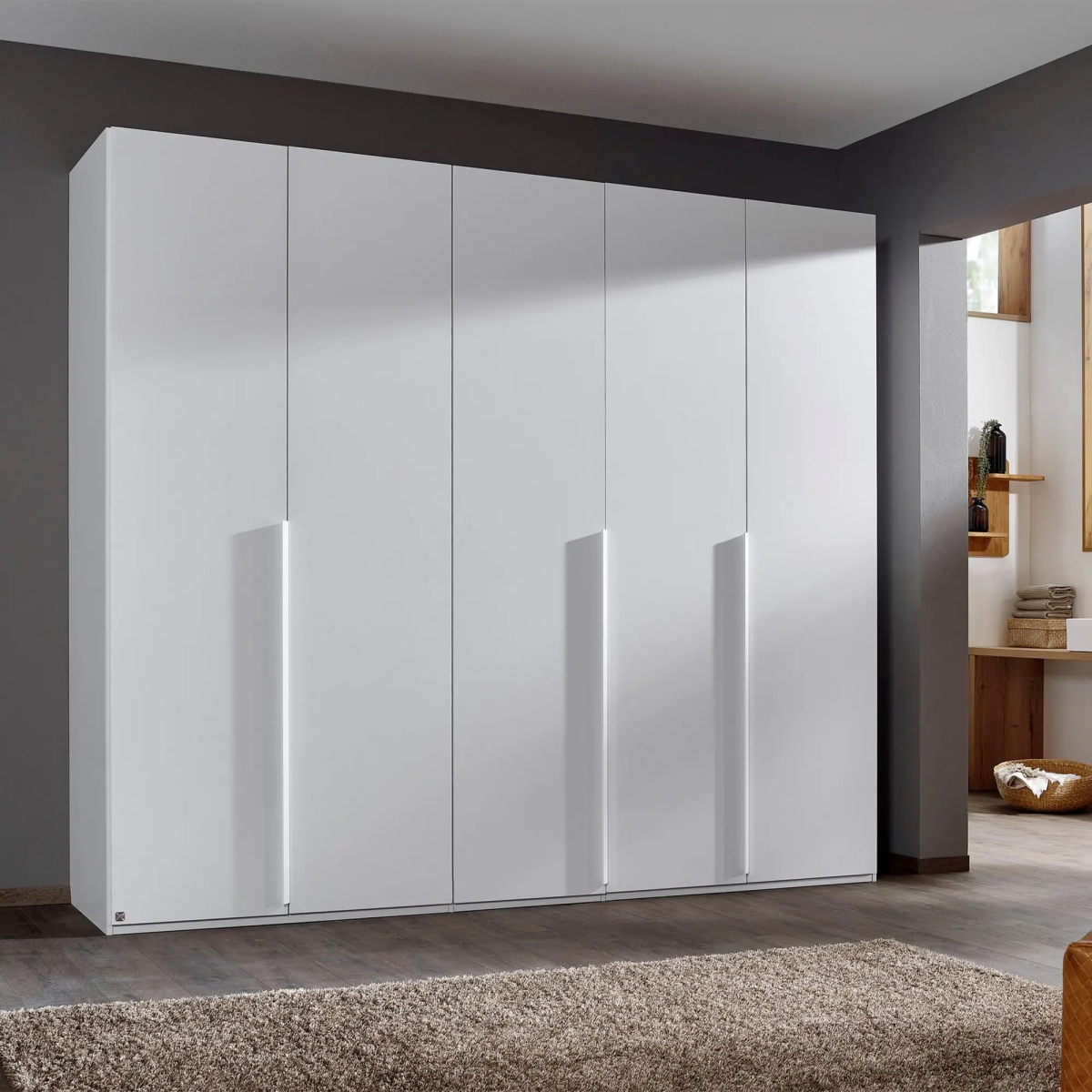 Frans 250cm Decor 5 Door Hinged Wardrobe - Pendle Village Furniture