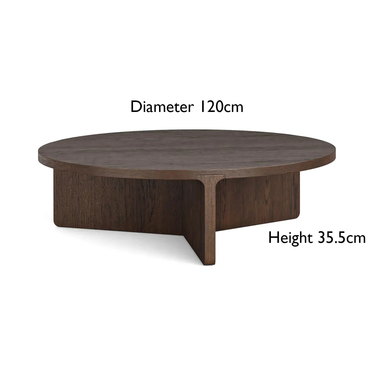 Saint Amond Dark Wood Large Round Coffee Table - Dimensions 