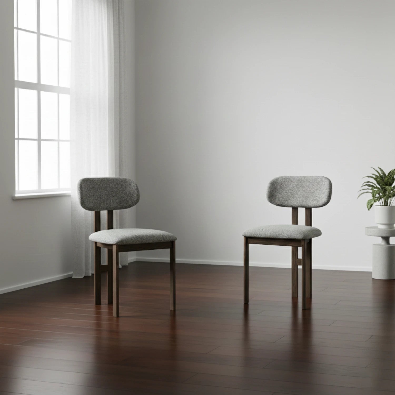 Saint Amond grey fabric dining chair with oak frame