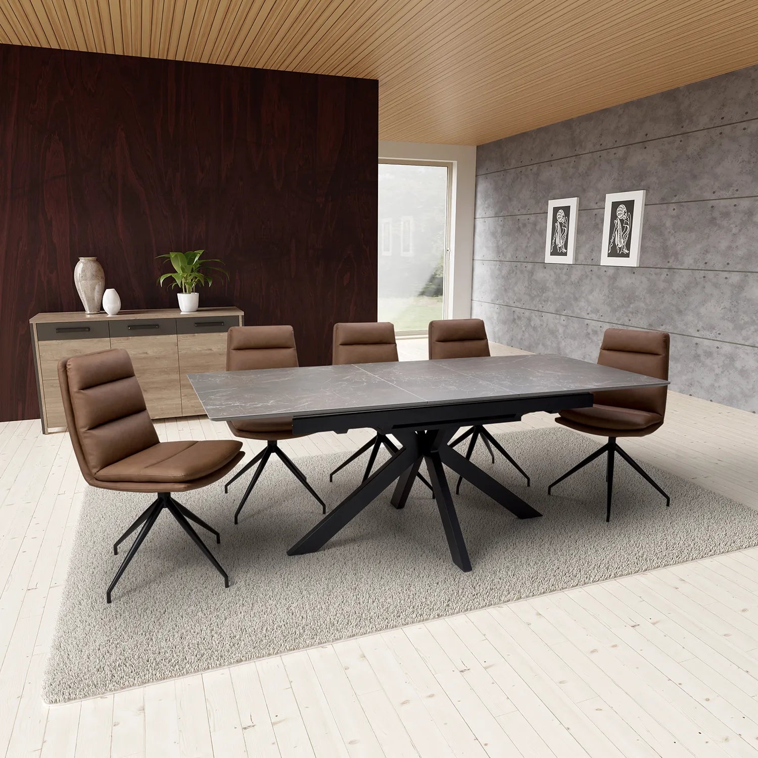Logan 140cm Rectangular Extending Dining Table with Nobel Chairs - Pendle Village Furniture