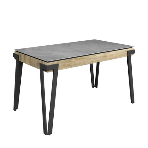 Dario 140cm Grey Ceramic Dining Table with Zoe Dark Grey Faux Leather Chairs - Pendle Village Furniture