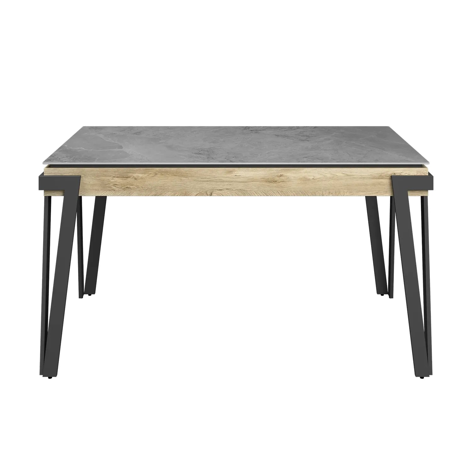 Dario 140cm Grey Ceramic Dining Table with Zoe Dark Grey Faux Leather Chairs - Pendle Village Furniture