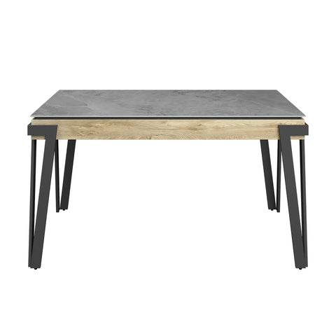 Dario 140cm Grey Ceramic Dining Table with Zoe Dark Grey Faux Leather Chairs - Pendle Village Furniture