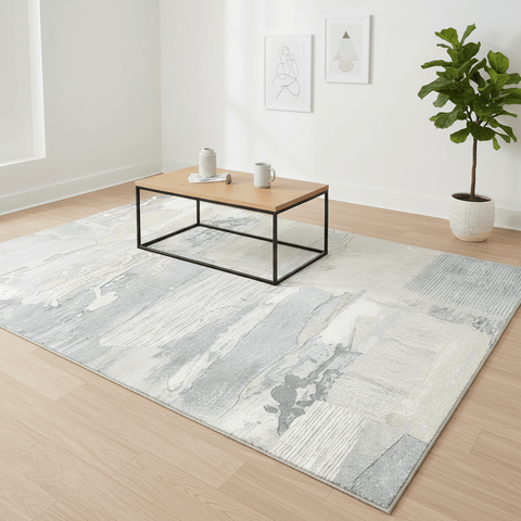 Galleria Modern Abstract Textured Grey Rug