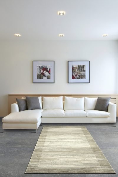 Galleria Cream/Beige Abstract Bordered Rug - Pendle Village Furniture