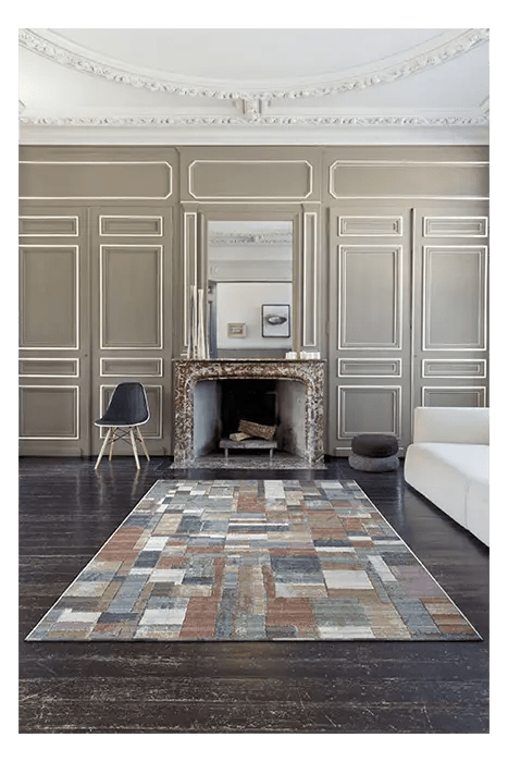 Galleria Multi Coloured Abstract Square Tile Rug - Pendle Village Furniture