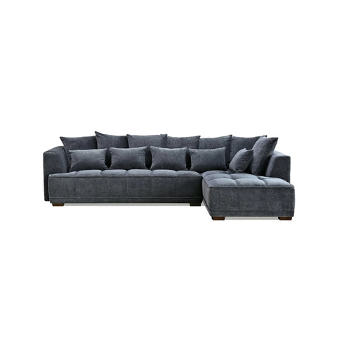 Gatsby Lare Steel Grey Fabric Chaise Corner Sofa - Pendle Village Furniture