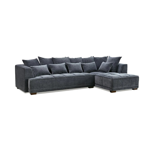 Gatsby Lare Steel Grey Fabric Chaise Corner Sofa - Pendle Village Furniture