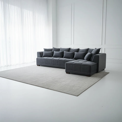 Gatsby Lare Steel Grey Fabric Chaise Corner Sofa - Pendle Village Furniture