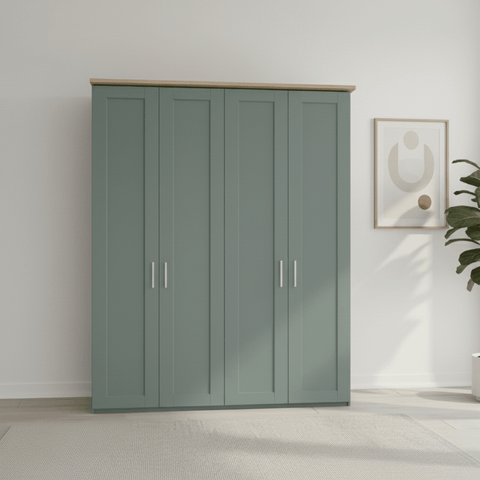 Kempton Sage Green 4 Door Hinged Wardrobe