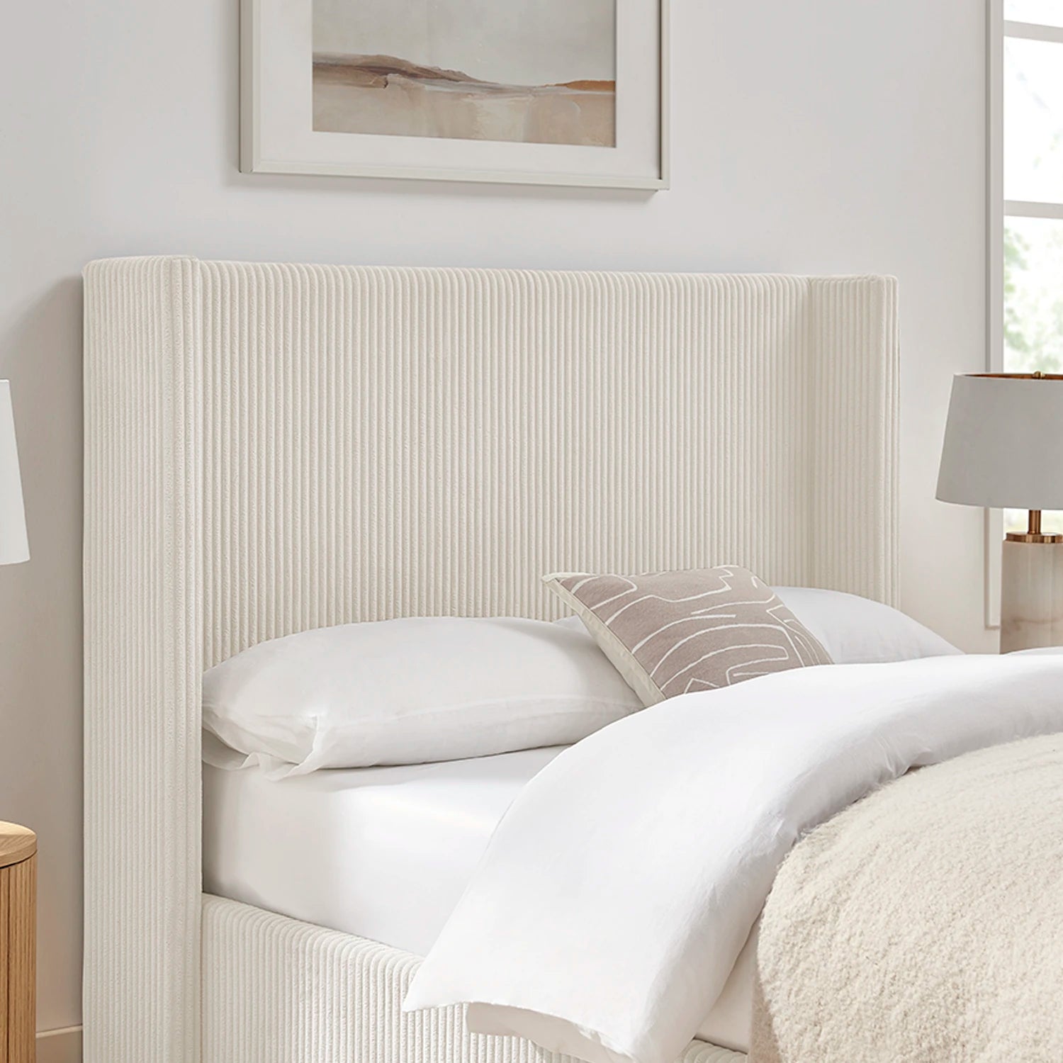 Close up of the Gemora Luxury Storage Bed Headboard 
