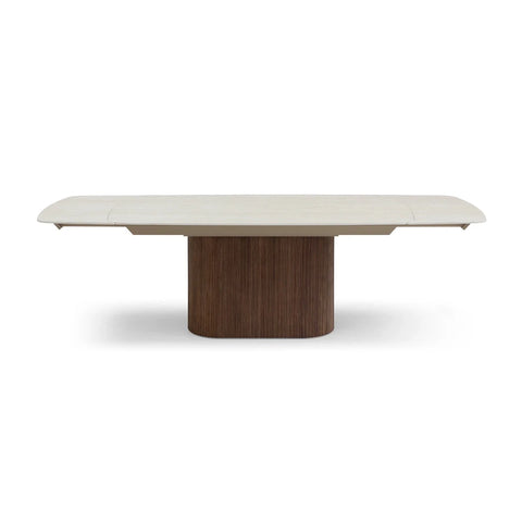 Gina Extending Dining Table Walnut Base & Italian White Travertine Top 180–260cm