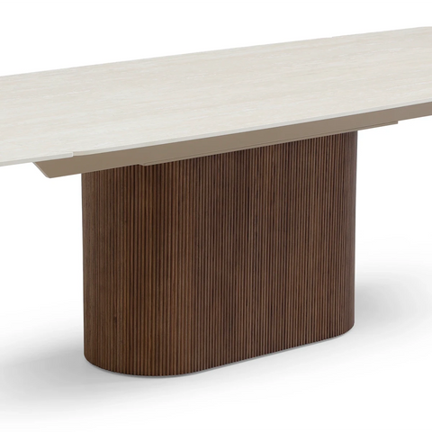 Gina Extending Dining Table Walnut Base & Italian White Travertine Top 180–260cm