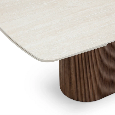 Gina Extending Dining Table Walnut Base & Italian White Travertine Top 180–260cm