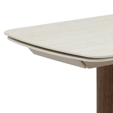 Gina Extending Dining Table Walnut Base & Italian White Travertine Top 180–260cm