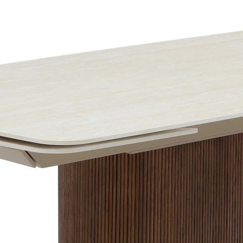 Gina Extending Dining Table Walnut Base & Italian White Travertine Top 180–260cm