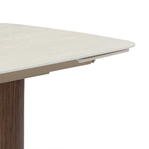 Gina Extending Dining Table Walnut Base & Italian White Travertine Top 180–260cm