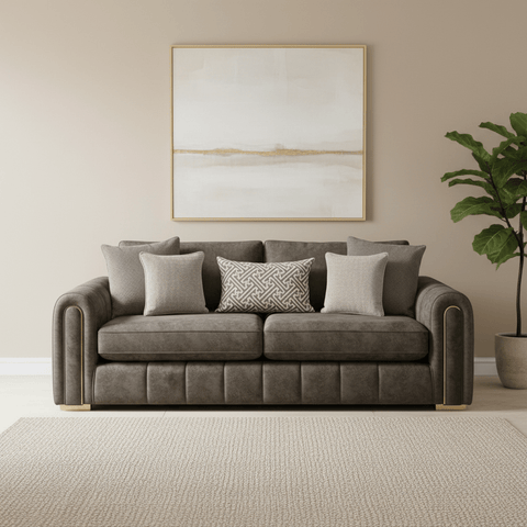 Soho Gemini Stone Fabric 3 Seater Sofa