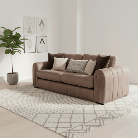 Soho Gemini Stone Fabric 3 Seater Sofa