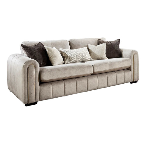 Soho Gemini Stone Fabric 3 Seater Sofa
