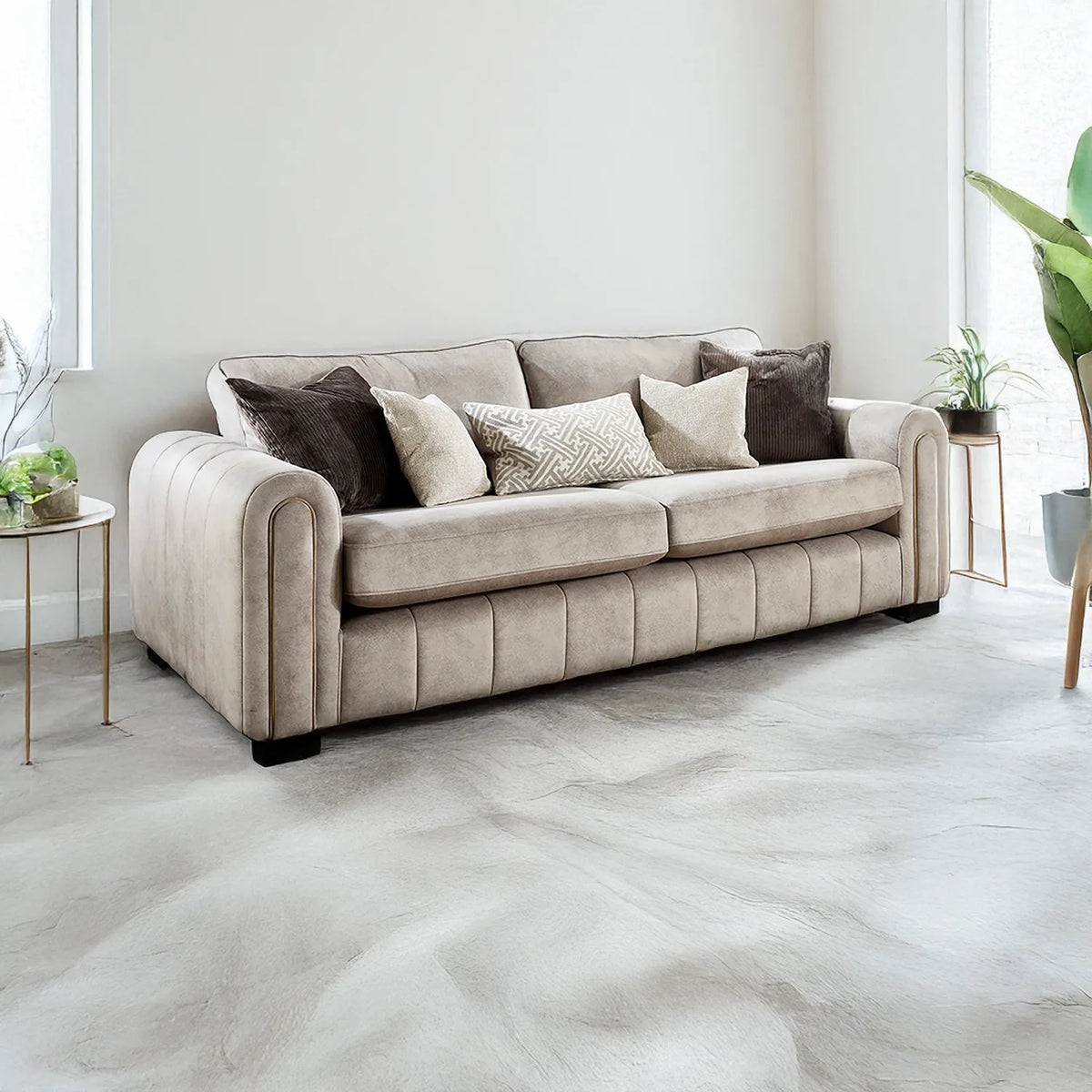 Soho Gemini Stone Fabric 3 Seater Sofa - Pendle Village Furniture