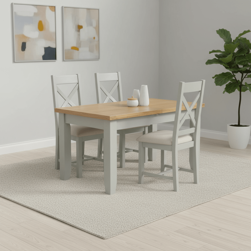 Gloucester 1.2M Small Extending Dining Table with 4 Chairs