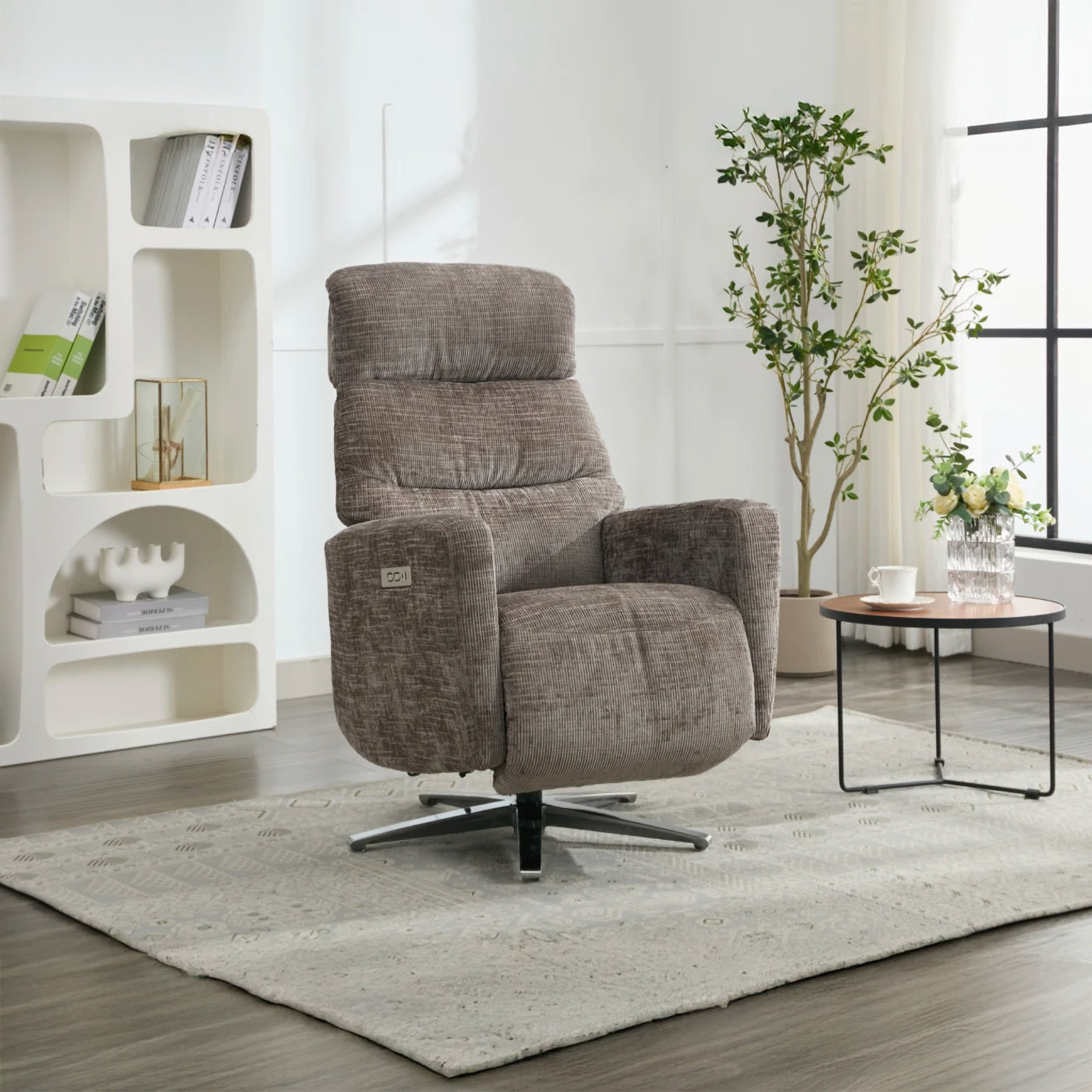 Gosling Fabric Dual Motor Swivel Recliner Chair - Pendle Village Furniture