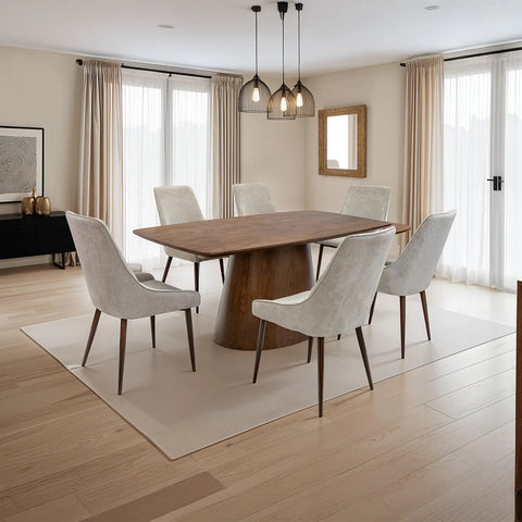 Granada Chestnut Dining Table with 6 Granada Ivory Fabric Chairs - Pendle Village Furniture