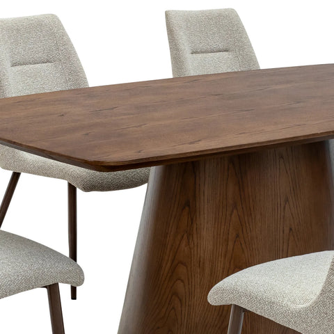 Granada Chestnut Dining Table with 6 Granada Ivory Fabric Chairs - Pendle Village Furniture