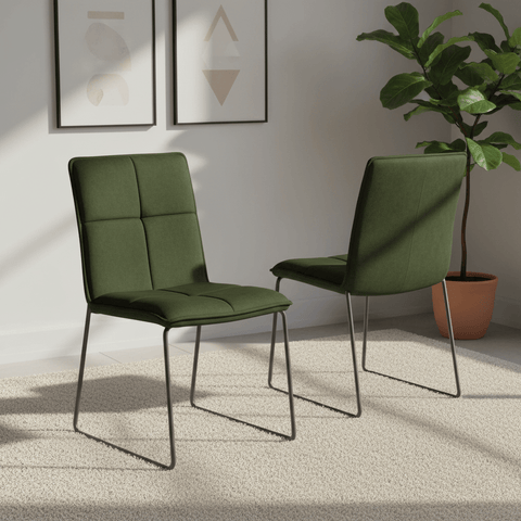 Set of 4 Green Velvet Dining Chairs