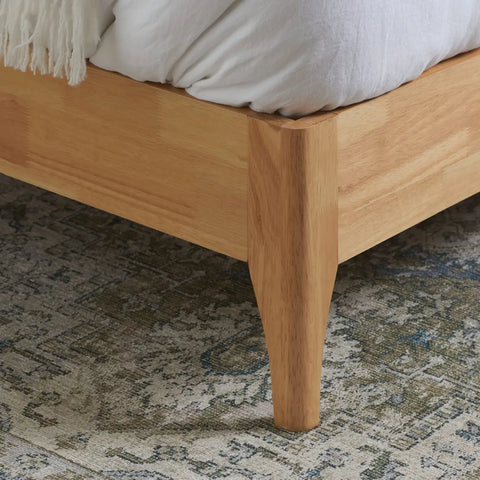 Halfden Modern Classic Boucle Fabric & Wood Bed