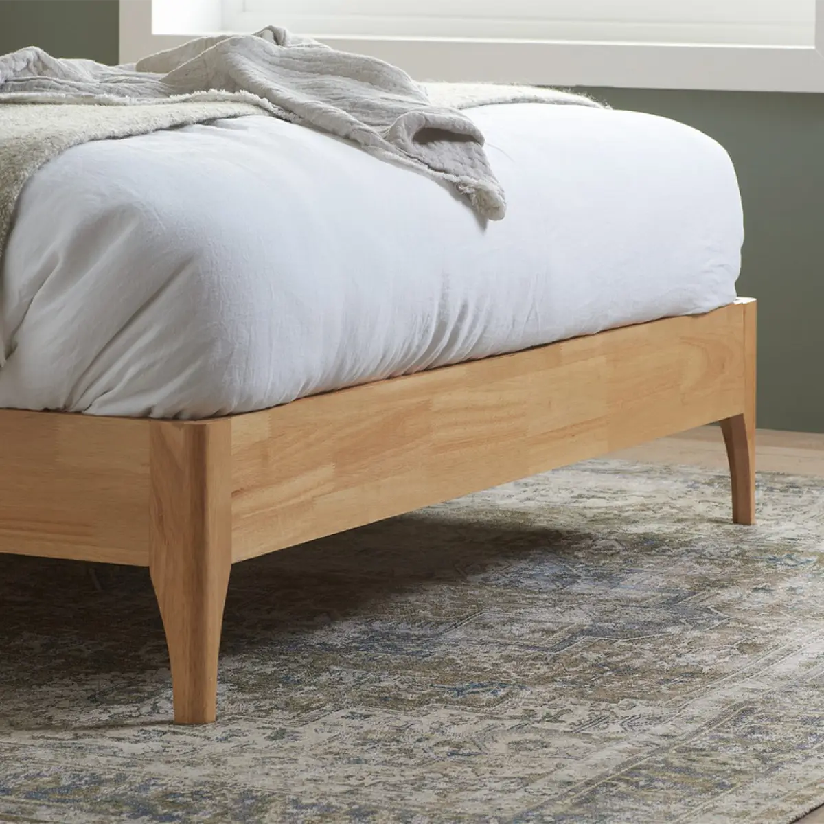 Halfden Modern Classic Boucle Fabric & Wood Bed