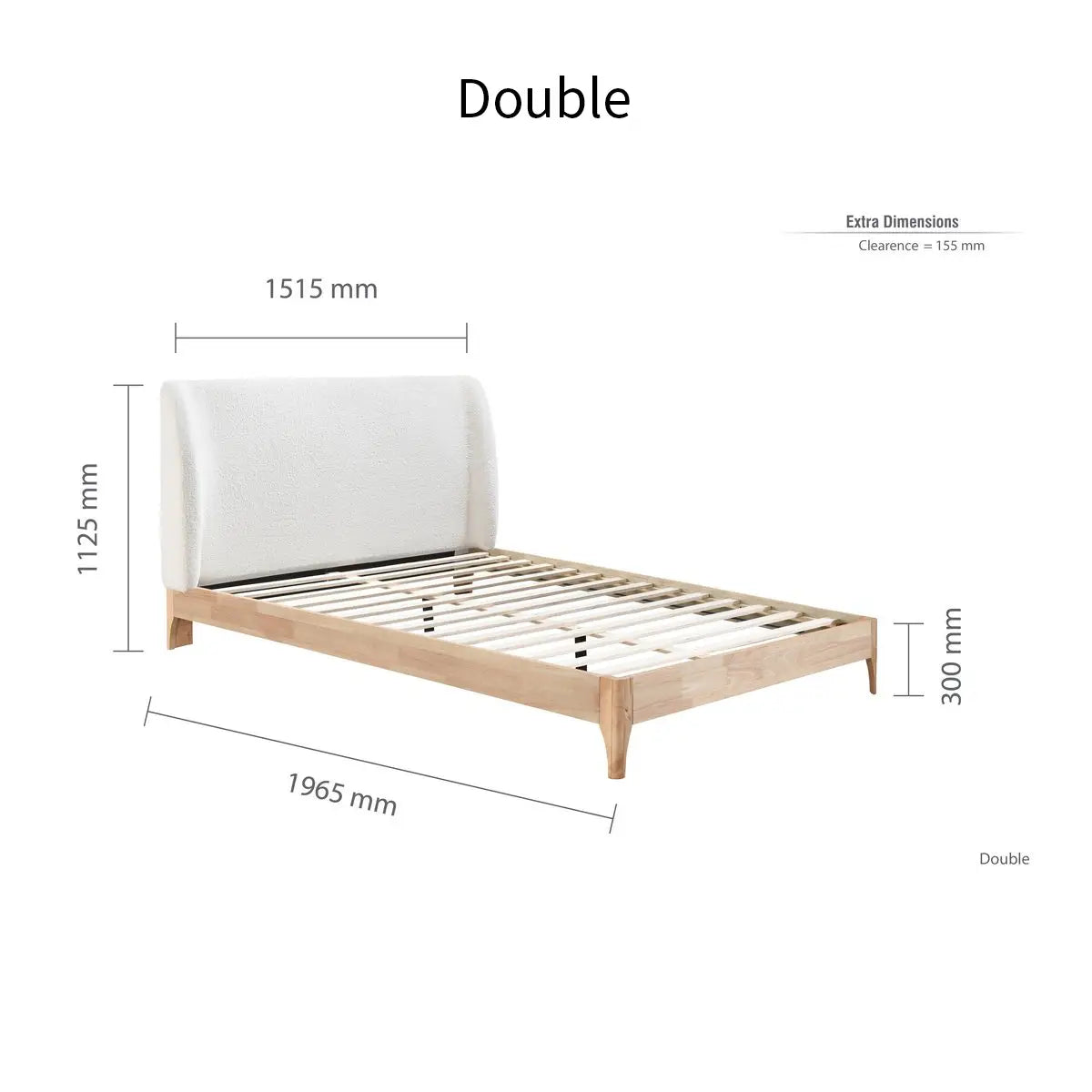 Halfden Modern Classic Boucle Fabric & Wood Bed