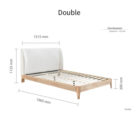 Halfden Modern Classic Boucle Fabric & Wood Bed
