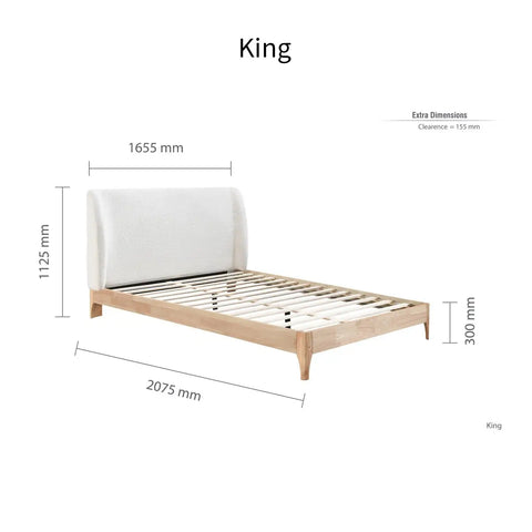 Halfden Modern Classic Boucle Fabric & Wood Bed