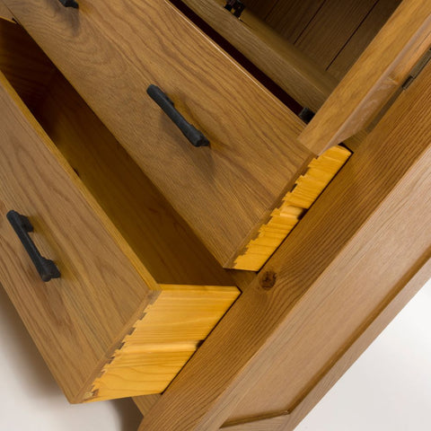 Hampshire Solid Oak Glazed Display Cabinet with 2 Drawers – H195cm